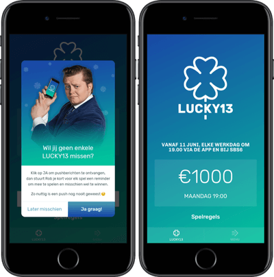 Lucky 13 app op mobiele telefoon